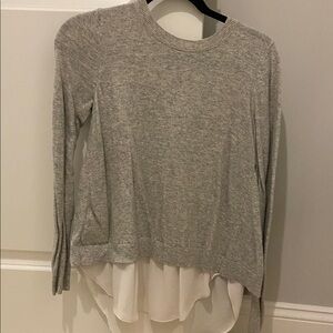 LOFT Heather Gray Sweater with Cream Hem